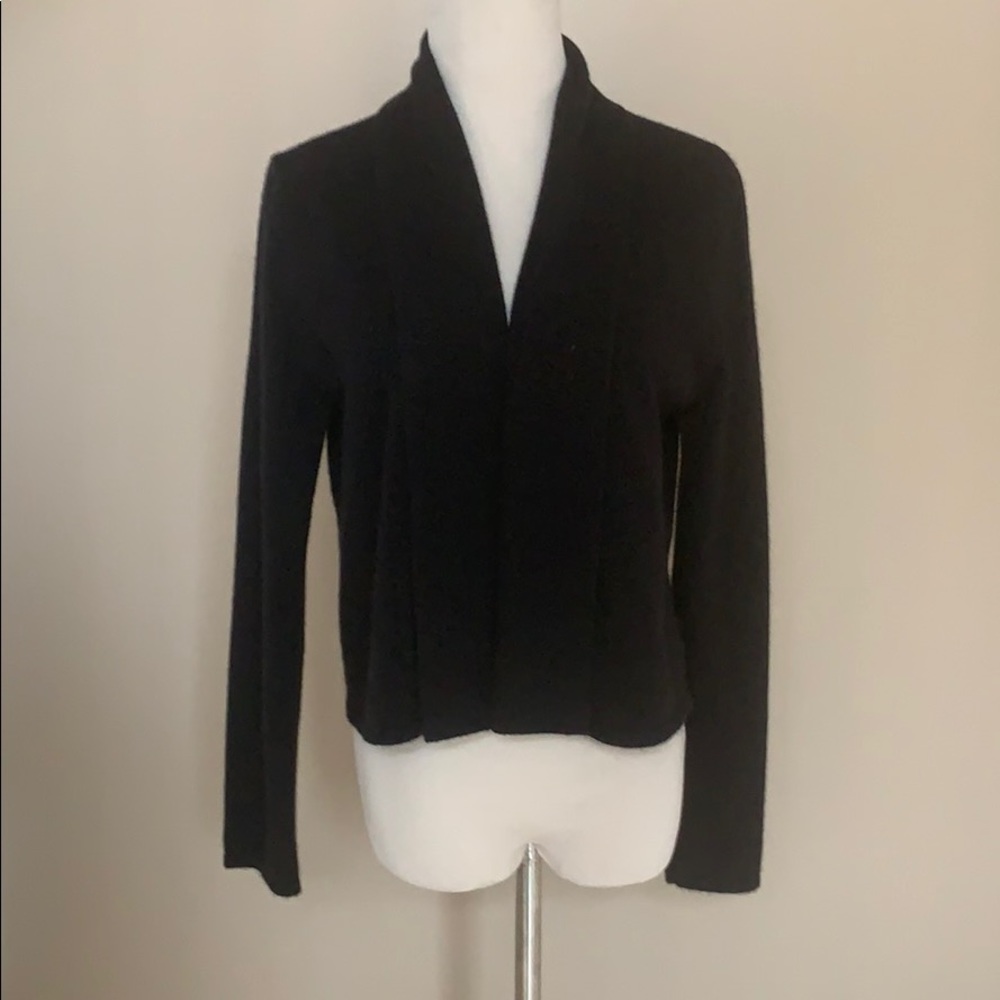 Garnet Hill Black Cashmere  No Button Cardigan  XS